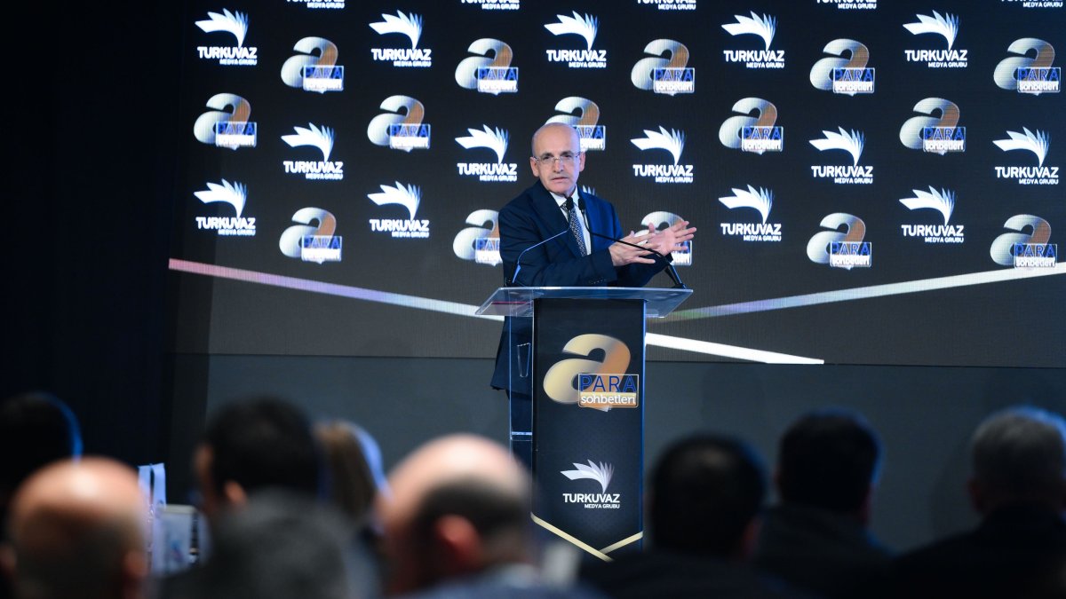 Treasury and Finance Minister Şimşek speaks at the &quot;Future of Finance Summit,&quot; organized by Türkiye&#039;s leading media group and Daily Sabah&#039;s parent company, Turkuvaz Media, Istanbul, Türkiye, Dec. 11, 2025. (AA Photo)