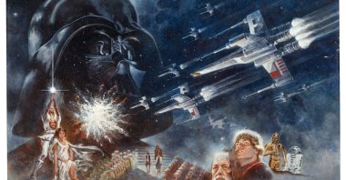 This image provided by Heritage Auctions shows artwork by Tom Jung created for the 1977 movie &quot;Star Wars.&quot; (AP Photo)