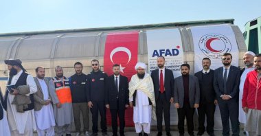 The 24th &quot;Kindness Train,&quot; prepared under Disaster and Emergency Management Authority coordination, is welcomed by officials, Herat, Afghanistan, Dec. 10, 2025. (AA Photo)