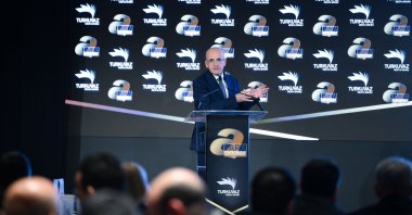 Treasury and Finance Minister Şimşek speaks at the &quot;Future of Finance Summit,&quot; organized by Türkiye&#039;s leading media group and Daily Sabah&#039;s parent company, Turkuvaz Media, Istanbul, Türkiye, Dec. 11, 2025. (AA Photo)