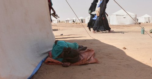 People displaced from North Darfur&#039;s capital, el-Fasher and other conflict-affected areas settle in the newly established El-Afadh camp in Al Dabbah, Northern State, Sudan, Nov. 13, 2025. (AP Photo)
