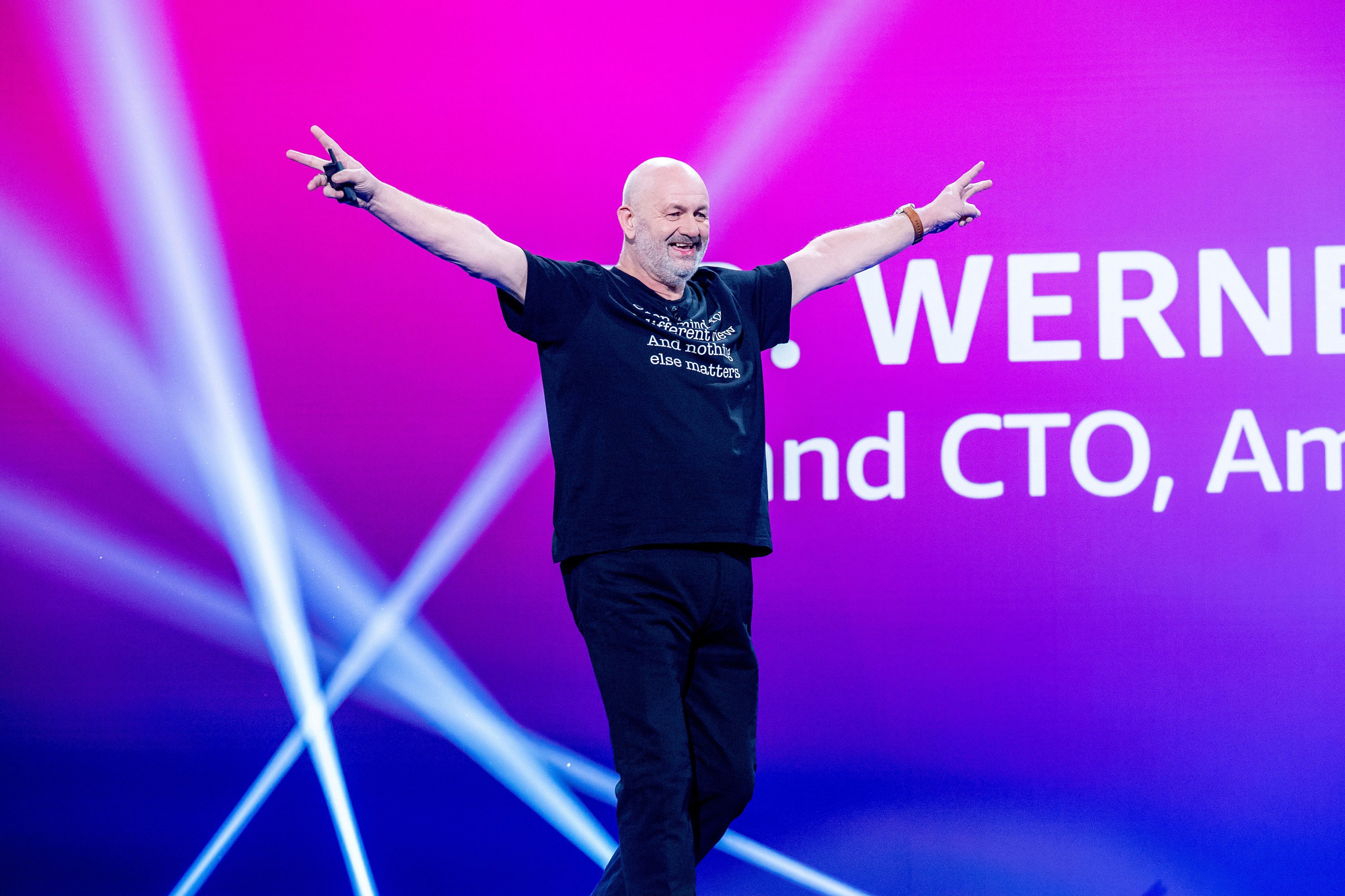 Amazon Chief Technology Officer Werner Vogels speaks at AWS re:Invent 2025, Last Vegas, U.S., Dec. 4, 2025. (AP Photo)