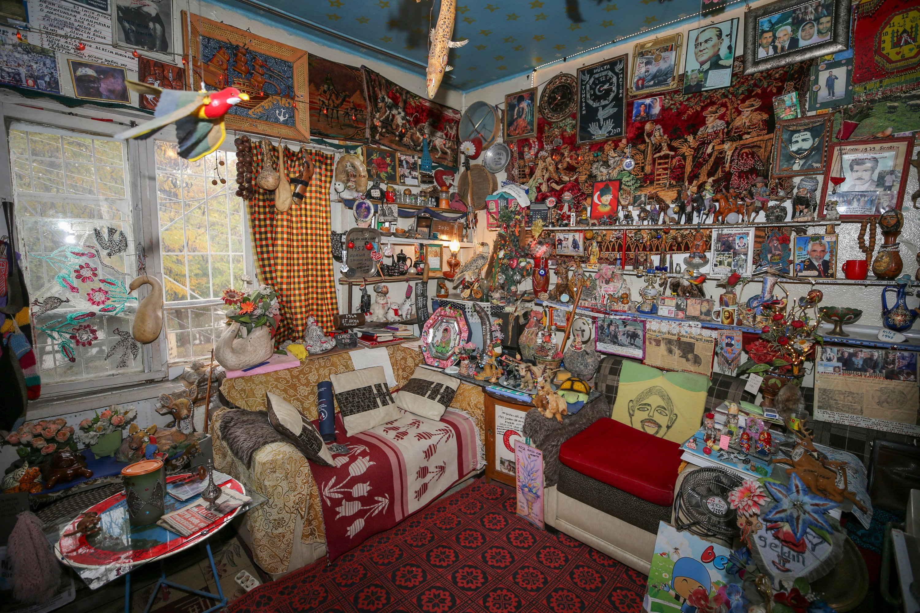 A room inside the house showcases cataloged memorabilia collected during Kazım Ertaş’s career, Diyarbakır, Türkiye, Nov. 26, 2025. (AA Photo) 