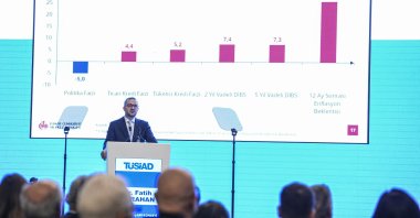 Central Bank of the Republic of Türkiye (CBRT) Governor Fatih Karahan speaks at an event of the Turkish Industry and Business Association (TÜSIAD), Ankara, Türkiye, Dec. 12, 2025. (AA Photo)