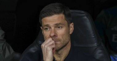 Real Madrid&#039;s head coach Xabi Alonso looks on during the UEFA Champions League match against Manchester City, Santiago Bernabeu Stadium, Madrid, Spain, Dec. 10, 2025. (EPA Photo)