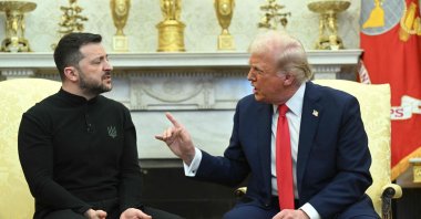 U.S. President Donald Trump (R) and Ukraine&#039;s President Volodymyr Zelenskyy meet in the Oval Office of the White House in Washington, U.S., Feb. 28, 2025. (AFP Photo)
