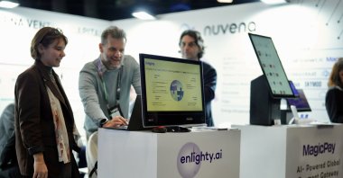 Ena Venture Capital&#039;s booth at the Take Off Istanbul Summit, Dec. 12, 2025. (AA Photo)