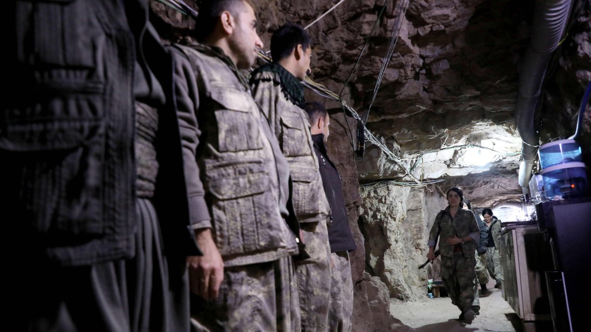 Members of the PKK gather in a cave network in the Qandil mountains, Iraq, Nov. 29, 2025. (AFP Photo)