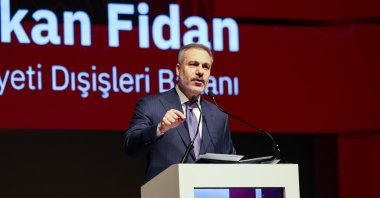 Foreign Minister Hakan Fidan speaks at an event in Istanbul, Türkiye, Dec. 13, 2025. (AA Photo)