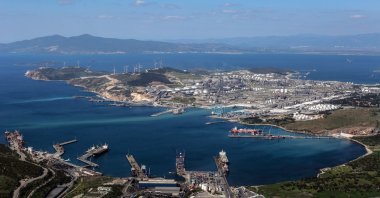 An aerial view of Aliağa Port, Izmir, western Türkiye, Nov. 21, 2025. (IHA Photo)
