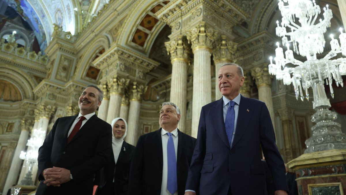 President Recep Tayyip Erdoğan (R) and Hungarian Prime Minister Viktor Orban held a one-on-one meeting and a meeting between their delegations at Dolmabahçe Palace, Istanbul, Türkiye, Dec. 8, 2025. (AA Photo)