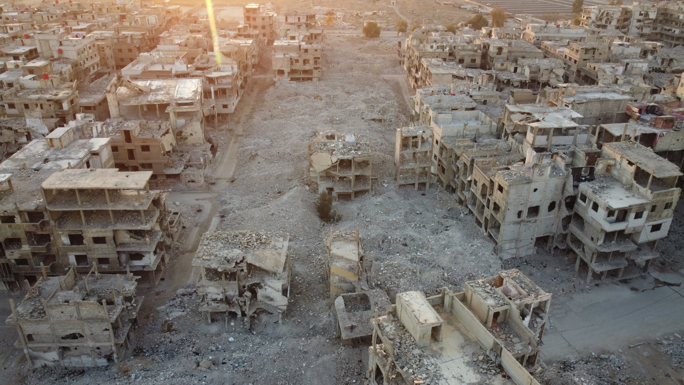Destroyed residential buildings illustrate the scale of devastation documented in a report by the Human Rights and Equality Institution of Türkiye, Aleppo, Syria, Dec. 15, 2025. (AA Photo)