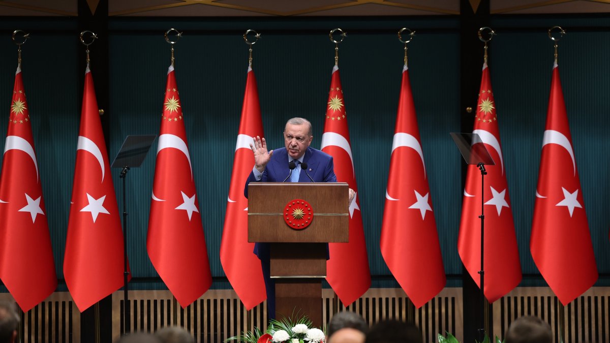 President Recep Tayyip Erdoğan speaks to reporters following a news conference in the capital Ankara, Dec. 15, 2025. (AA Photo)