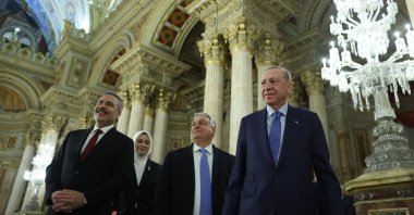 President Recep Tayyip Erdoğan (R) and Hungarian Prime Minister Viktor Orban held a one-on-one meeting and a meeting between their delegations at Dolmabahçe Palace, Istanbul, Türkiye, Dec. 8, 2025. (AA Photo)