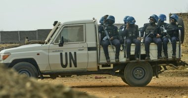 This file photo shows U.N. peacekeepers patrolling the streets of Juba, South Sudan, Feb. 12, 2025. (AP Photo)