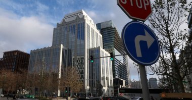 The headquarters of Euroclear, a Belgium-based central securities depository financial institution where the frozen Russian assets are held, Brussels, Belgium, Dec. 5, 2025. (Reuters Photo)