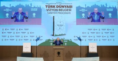 President Recep Tayyip Erdoğan speaks during an event to present the "Turkic World Vision Document," Ankara, Türkiye, Dec. 15, 2025. (AA Photo)