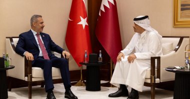 Foreign Minister Hakan Fidan meets with Qatar’s Prime Minister and Foreign Minister Sheikh Mohammed bin Abdulrahman Al Thani on the sidelines of the 23rd Doha Forum held in Doha, Qatar, Dec. 6, 2025. (AA File Photo)