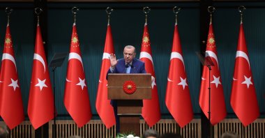 President Recep Tayyip Erdoğan speaks to reporters following a news conference in the capital Ankara, Dec. 15, 2025. (AA Photo)
