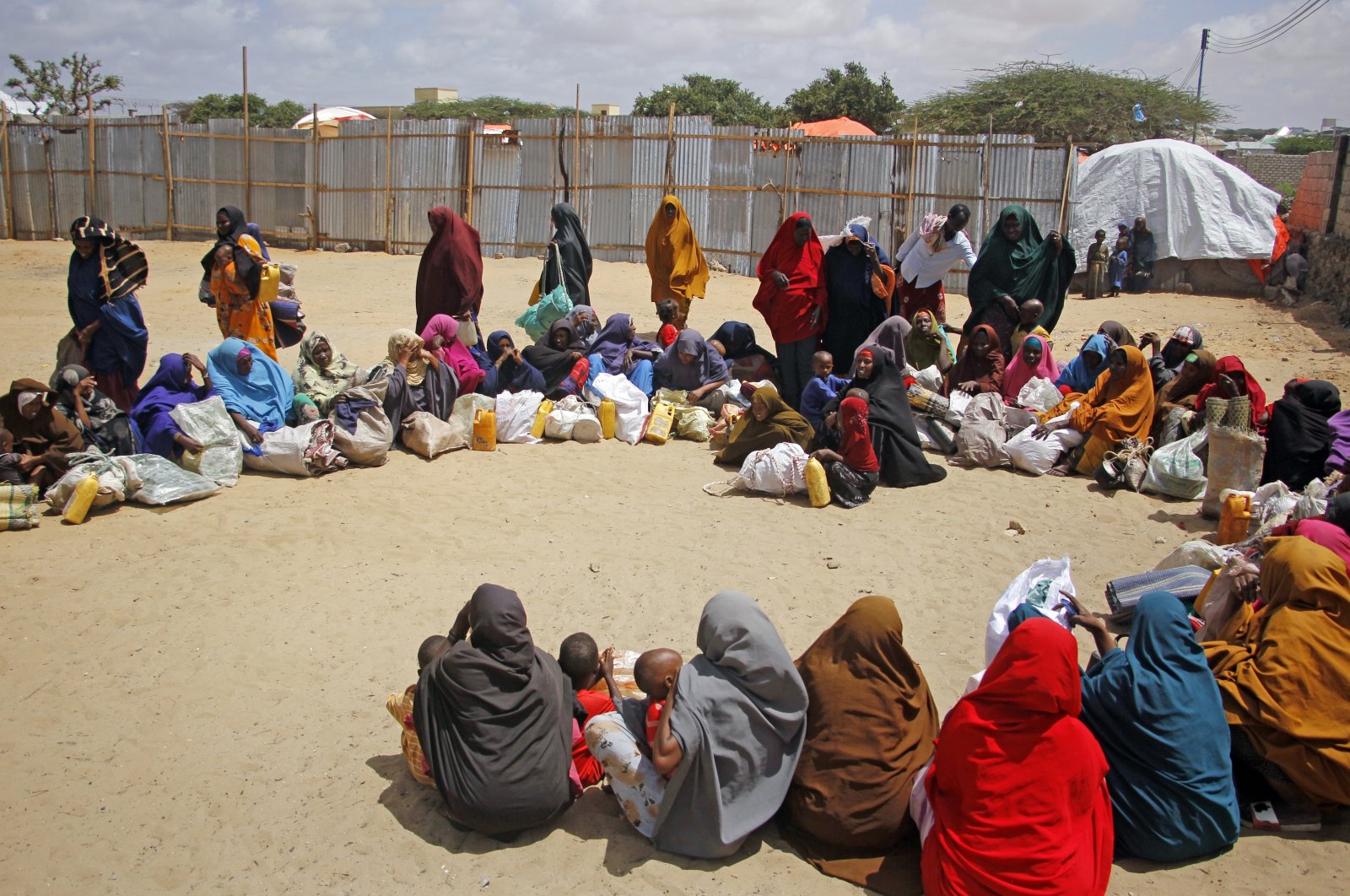 Somalis, who fled amid a drought, arrive at a makeshift camp on the outskirts of the capital Mogadishu, Somalia, Tuesday, Sept. 26, 2023. (AP File Photo)