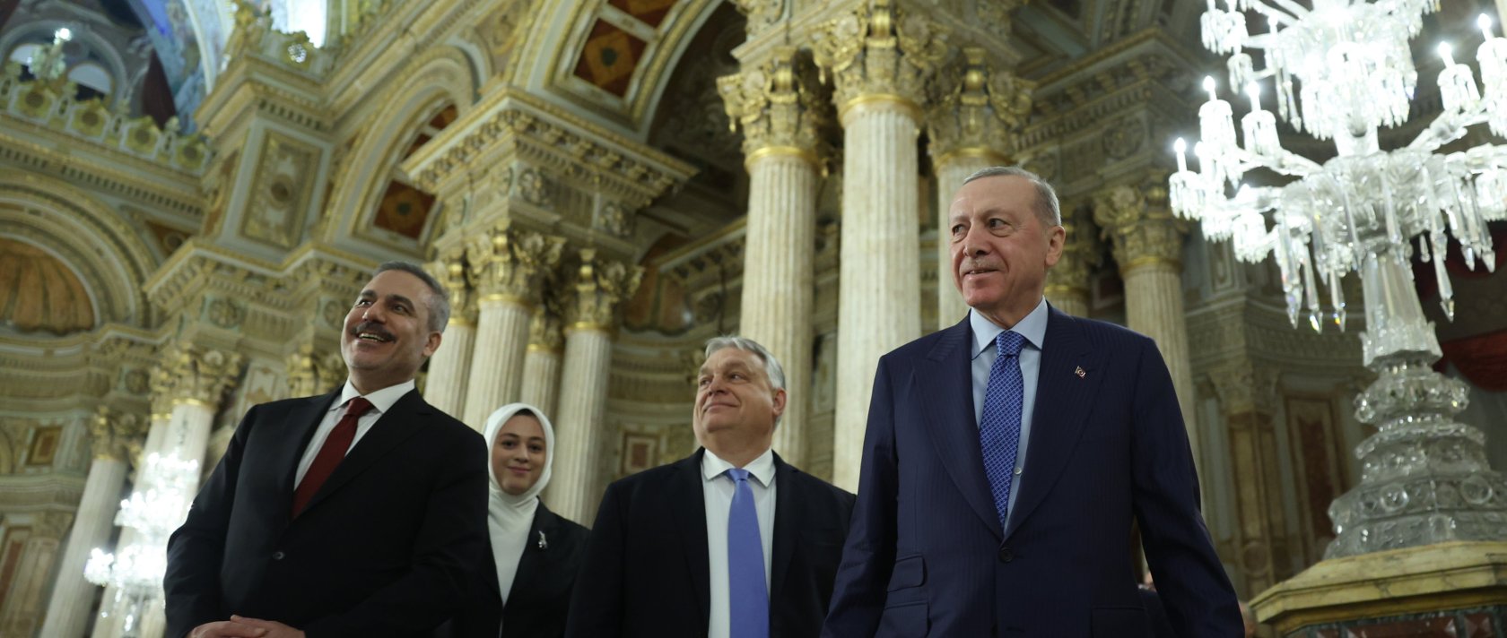 President Recep Tayyip Erdoğan (R) and Hungarian Prime Minister Viktor Orban held a one-on-one meeting and a meeting between their delegations at Dolmabahçe Palace, Istanbul, Türkiye, Dec. 8, 2025. (AA Photo)