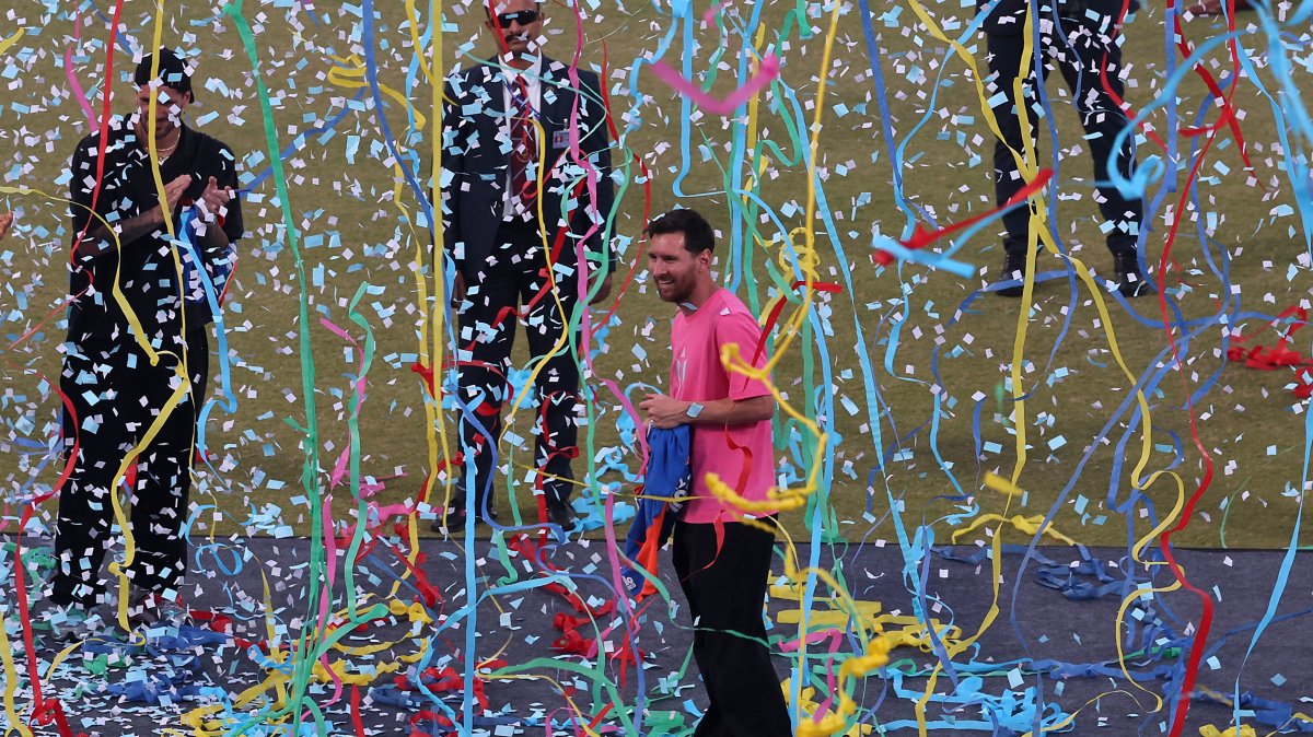 Lionel Messi at the stadium during his tour of India at Arun Jaitley Stadium, New Delhi, India, Dec. 15, 2025. (Reuters Photo)