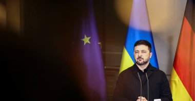 Ukrainian President Volodymyr Zelenskyy attends a press conference at the Chancellery, Berlin, Germany, Dec. 15, 2025. (Reuters Photo)