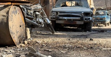 The tail of a shell lies on the ground at the site of an Israeli military operation, in the southern village of Beit Jin, Syria, Nov. 28, 2025. (AFP Photo)