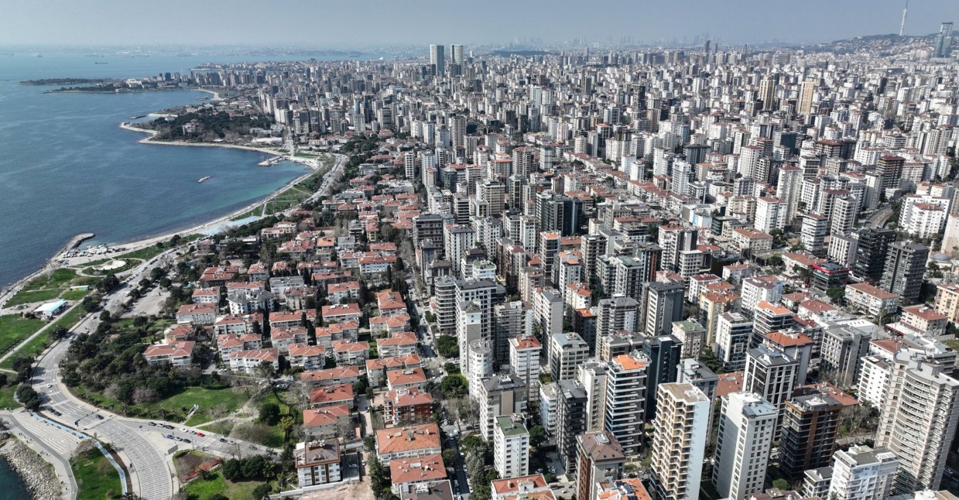 An aerial photograph taken with a drone shows the Kadıköy district, Istanbul, Türkiye, March 20, 2023. (EPA Photo)