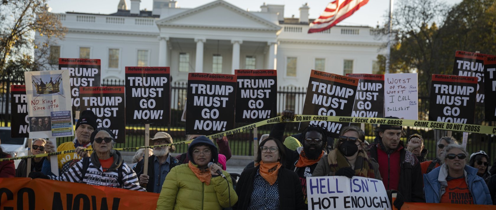 Protestors calling for U.S. President Donald Trump's impeachment and removal gather outside the White House, in Washington DC, U.S., Nov. 17, 2025. (AA Photo)