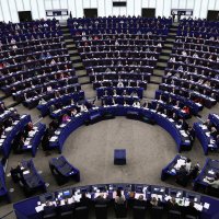 Members of the Parliament sit during voting at the European Parliament in Strasbourg, France, Dec. 17, 2025. (EPA Photo)