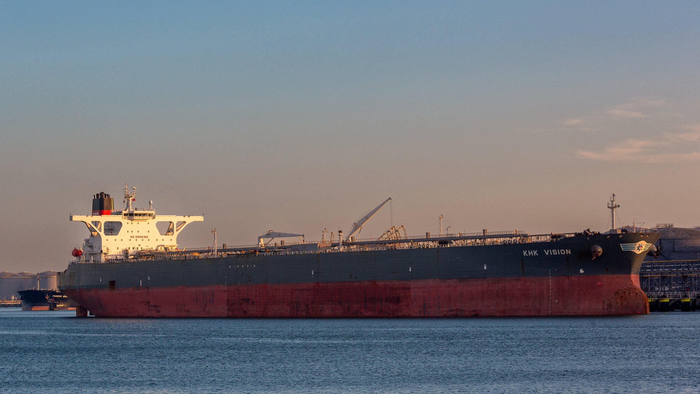 Crude oil tanker "White Crane", named "KHK Vision" at the time this photo was taken, Rozenburg, Netherlands, March 16, 2014. It is one of six oil tankers sanctioned by the U.S., Dec. 11, 2025, for transporting Venezuelan crude oil. (Reuters Photo)
