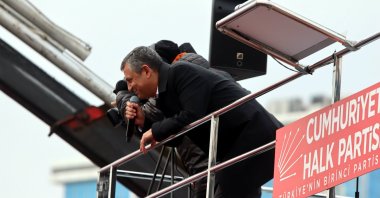 CHP leader Özgür Özel attends a rally, Kayseri, central Türkiye, Dec. 13, 2025. (İHA Photo)