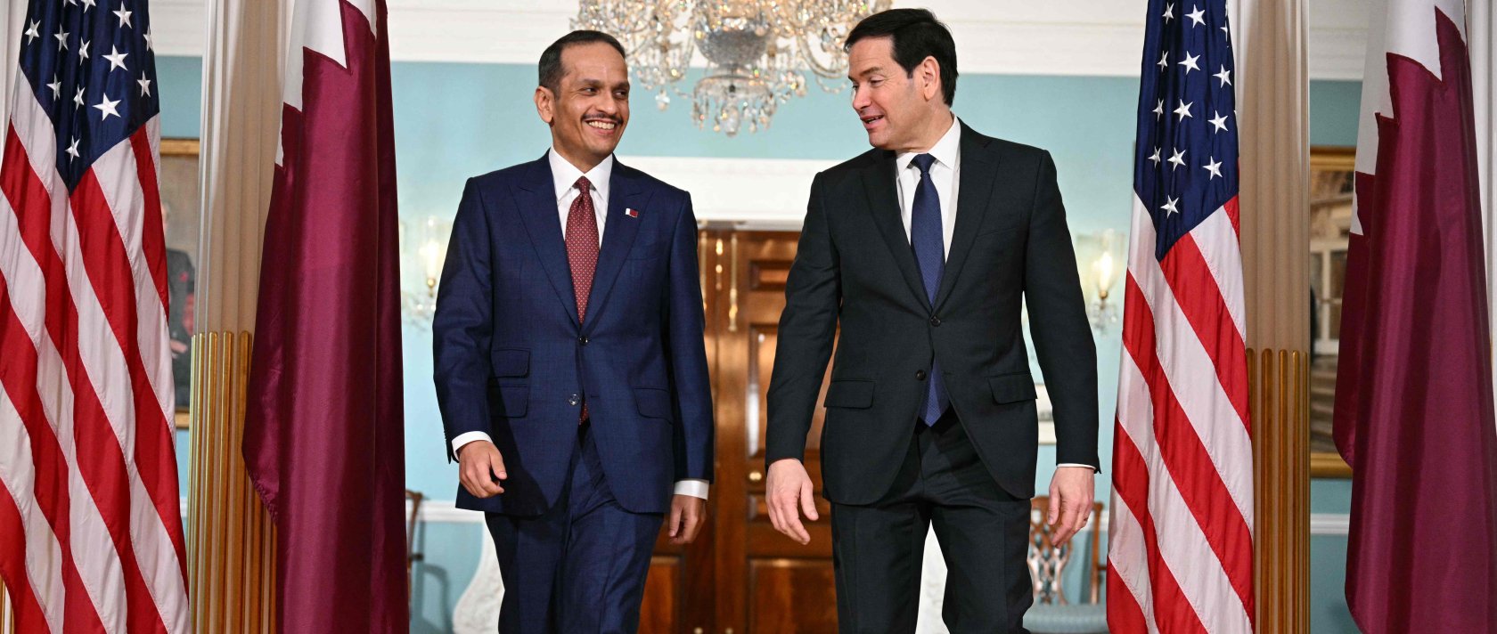 U.S. Secretary of State Marco Rubio meets with Qatari Prime Minister and Foreign Minister Mohammed bin Abdulrahman al-Thani at the State Department in Washington, D.C., Dec.17, 2025. (AFP Photo)