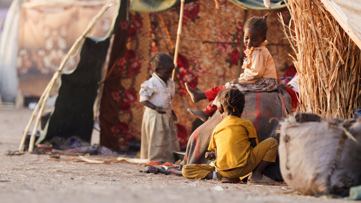 Children displaced by RSF attacks on Zamzam displacement camp play in Tawila, North Darfur, Sudan, April 16, 2025. (Reuters Photo)