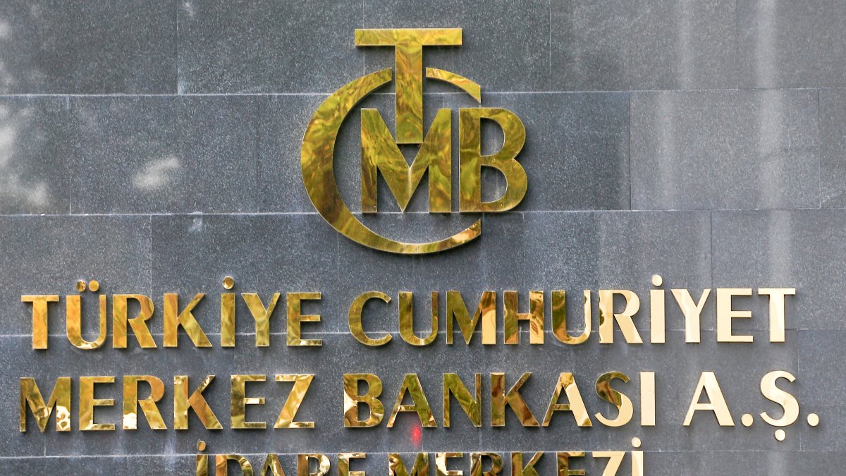 A logo of the Central Bank of the Republic of Türkiye (CBRT) is pictured at the entrance of its headquarters, Ankara, Türkiye, Oct. 15, 2021. (Reuters Photo)
