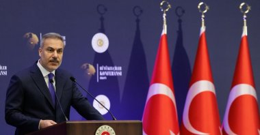 Foreign Minister Hakan Fidan speaks at an event, Ankara, Türkiye, Dec. 15, 2025. (DHA Photo)