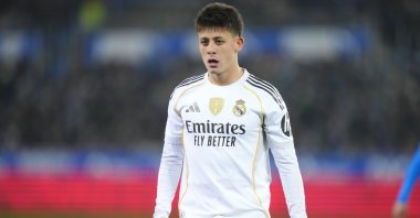 Real Madrid's Arda Güler reacts during the La Liga match against Deportivo Alaves at Estadio de Mendizorroza, Vitoria-Gasteiz, Spain, Dec. 14, 2025. (AA Photo) 