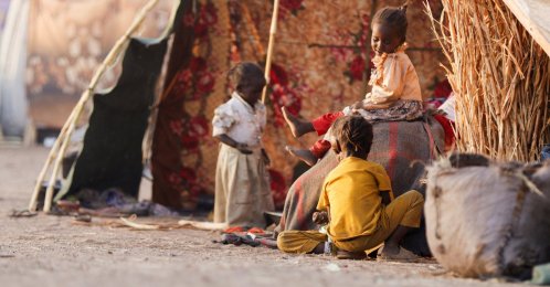 Children displaced by RSF attacks on Zamzam displacement camp play in Tawila, North Darfur, Sudan, April 16, 2025. (Reuters Photo)