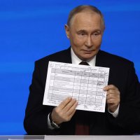 Russian President Vladimir Putin speaks during his annual live broadcast press conference with Russian federal, regional, and foreign media at the Gostiny Dvor forum hall, Moscow, Russia, Dec. 19, 2025. (EPA Photo)