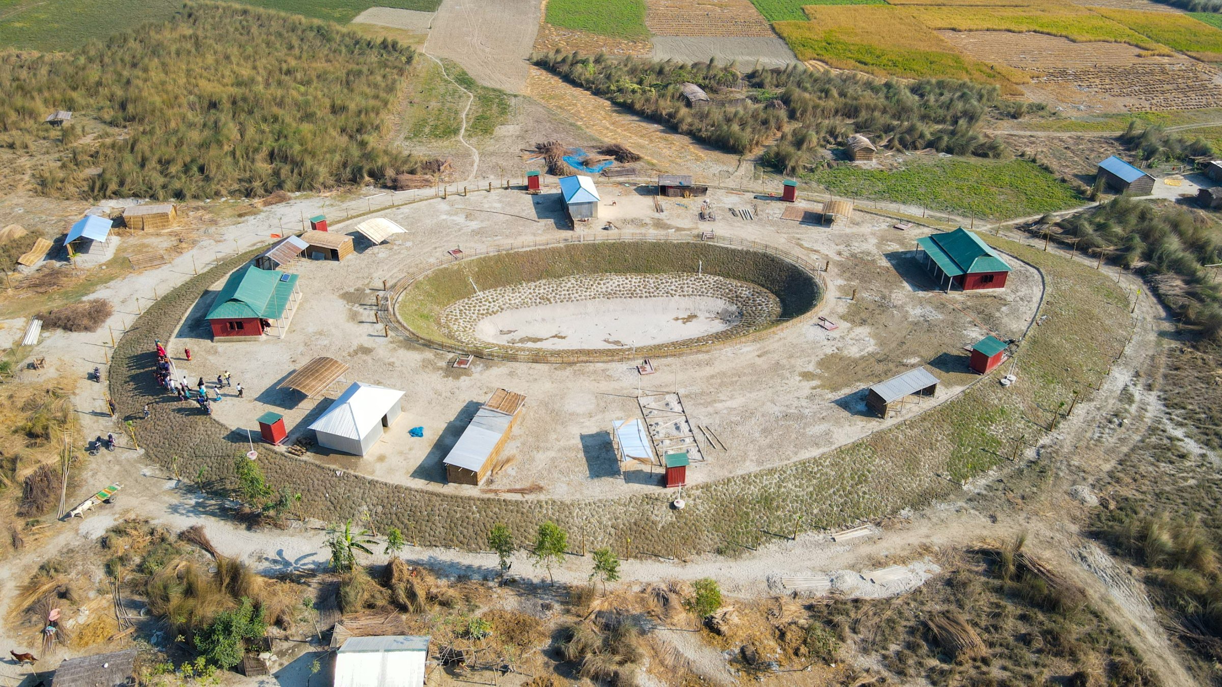 An elevated, flood-resilient village built by the Turkish Cooperation and Coordination Agency (TIKA), Gaibandha, Bangladesh, Dec. 11, 2025. (Courtesy of TIKA) 