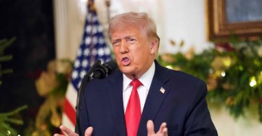 President Donald Trump addresses the nation from the Diplomatic Reception Room of the White House in Washington, D.C., Dec. 17, 2025. (AFP Photo)