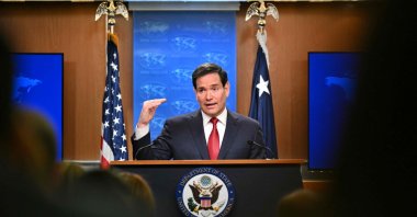 U.S. Secretary of State Marco Rubio gestures as he speaks during an end-of-year press conference in the State Department Press Briefing Room in Washington, D.C., Dec. 19, 2025. (AFP Photo)