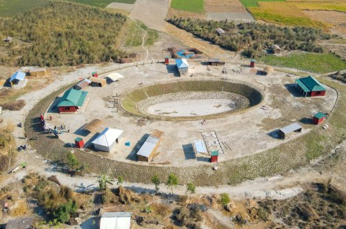 An elevated, flood-resilient village built by the Turkish Cooperation and Coordination Agency (TIKA), Gaibandha, Bangladesh, Dec. 11, 2025. (Courtesy of TIKA) 
