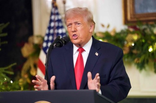 President Donald Trump addresses the nation from the Diplomatic Reception Room of the White House in Washington, D.C., Dec. 17, 2025. (AFP Photo)