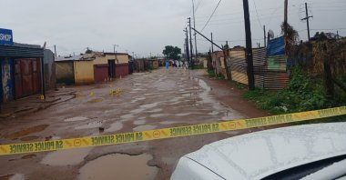 This police handout photo shows the scene of the overnight shooting in Bekkersdal, South Africa, Dec. 21, 2025. (EPA Photo)