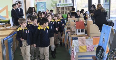 Students take part in hands-on recycling and composting activities at the Zero Waste School in Altındağ, Ankara, Türkiye, Dec. 17, 2025. (AA Photo)