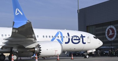 A Boeing 737-8 MAX of Turkish low-cost airline AJet at Sabiha Gökçen Airport, Istanbul, Türkiye, Nov. 4, 2025. (AA Photo)