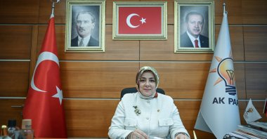 Işık Ercan, AK Party director of women's branches Tuğba, speaks in an interview, Ankara, Türkiye, Dec. 21, 2025. (AA Photo)