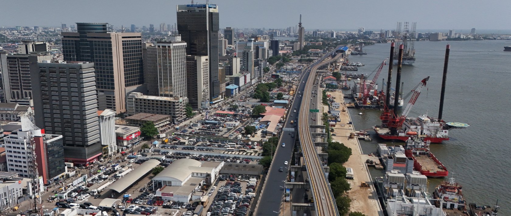 A drone view of the Marina in Lagos, Nigeria, Dec. 2, 2025. (Reuters Photo)